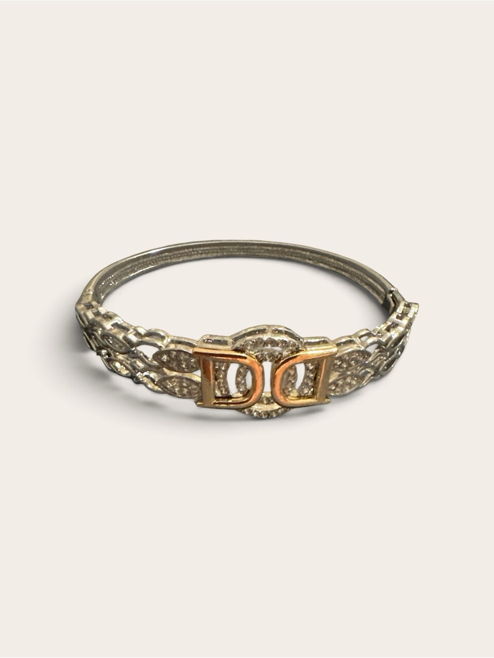 Copper Gold and Silver Tone Double-D Accent Women’s Bracelet